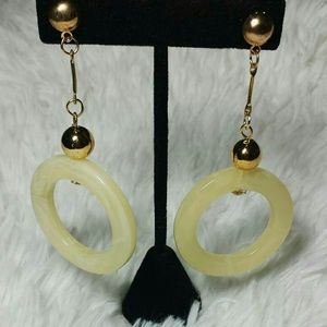 Melody Jewelry - Melody Marble Bead Ring Drop Dangle Earrings Melody Jewelry - Melody Marble Bead Ring Drop Dangle Earrings